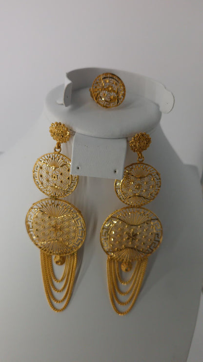 2-Piece Gold-Plated Earrings & Ring Set - E74
