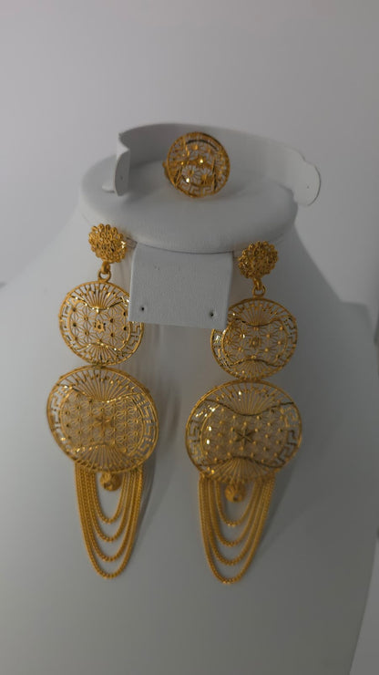 2-Piece Gold-Plated Earrings & Ring Set - E74