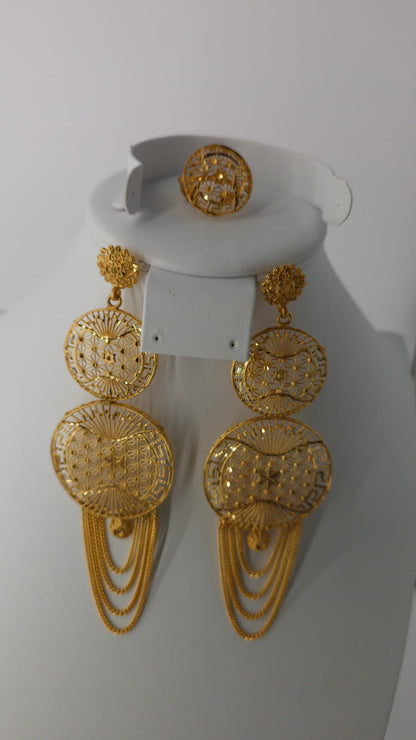 2-Piece Gold-Plated Earrings & Ring Set - E74