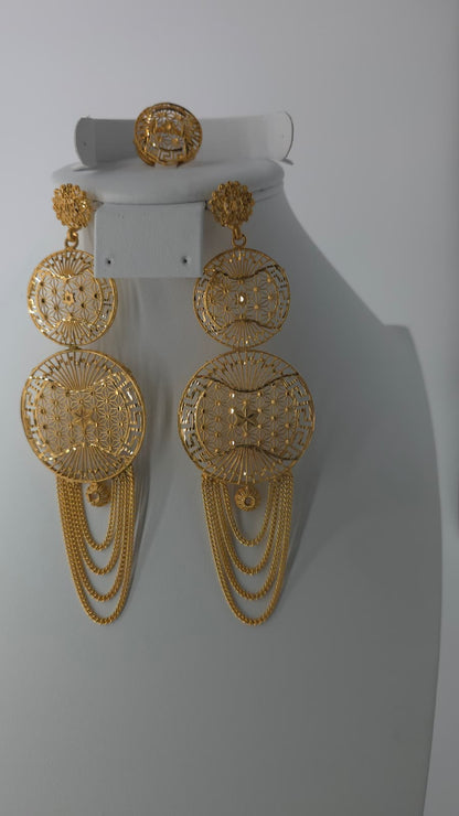 2-Piece Gold-Plated Earrings & Ring Set - E74