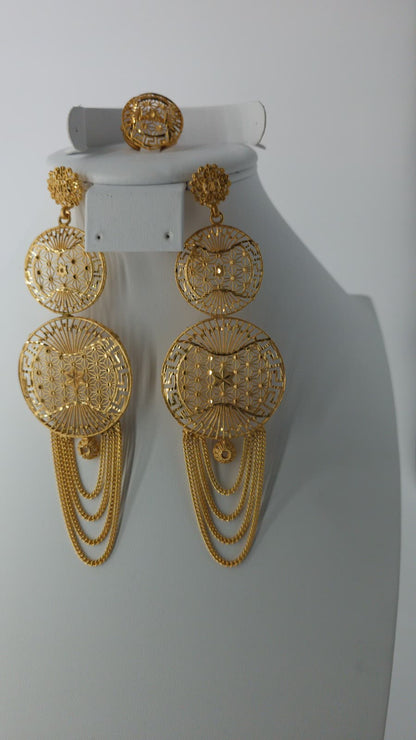 2-Piece Gold-Plated Earrings & Ring Set - E74