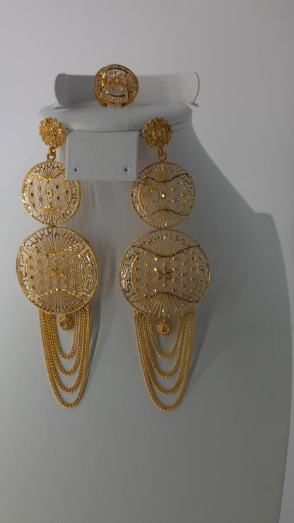 2-Piece Gold-Plated Earrings & Ring Set - E74
