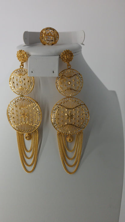 2-Piece Gold-Plated Earrings & Ring Set - E74