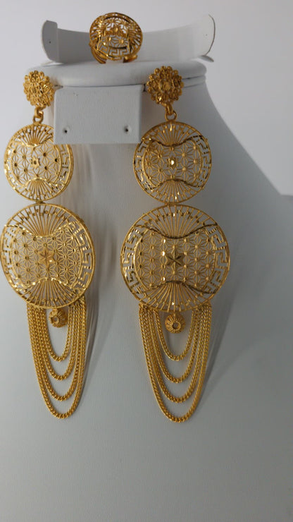 2-Piece Gold-Plated Earrings & Ring Set - E74