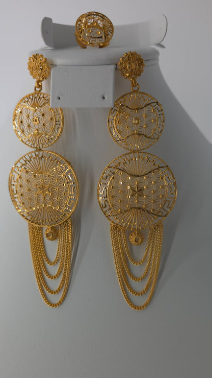 2-Piece Gold-Plated Earrings & Ring Set - E74
