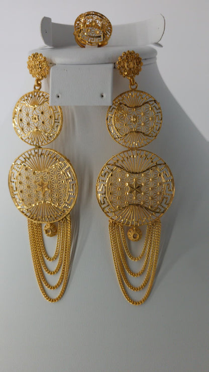 2-Piece Gold-Plated Earrings & Ring Set - E74