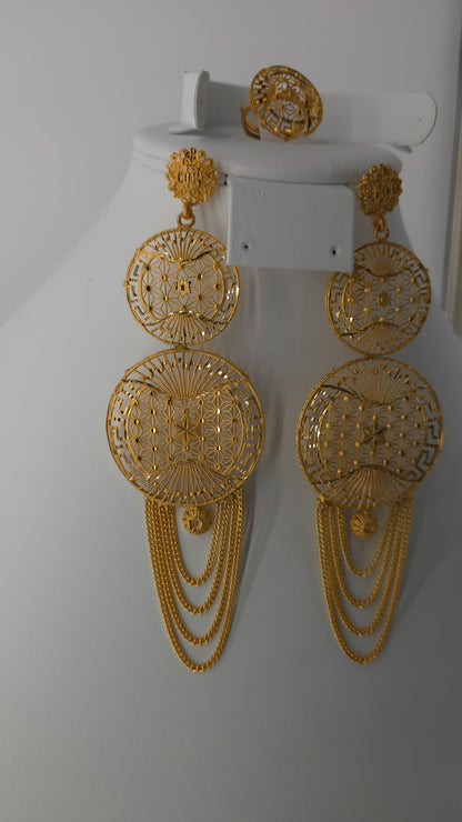 2-Piece Gold-Plated Earrings & Ring Set - E74
