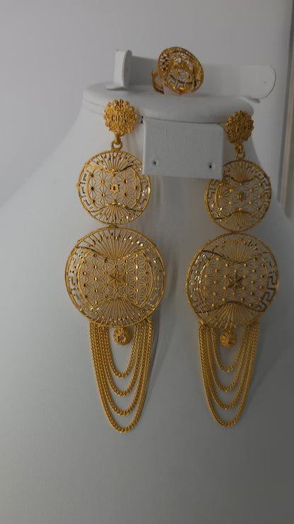 2-Piece Gold-Plated Earrings & Ring Set - E74