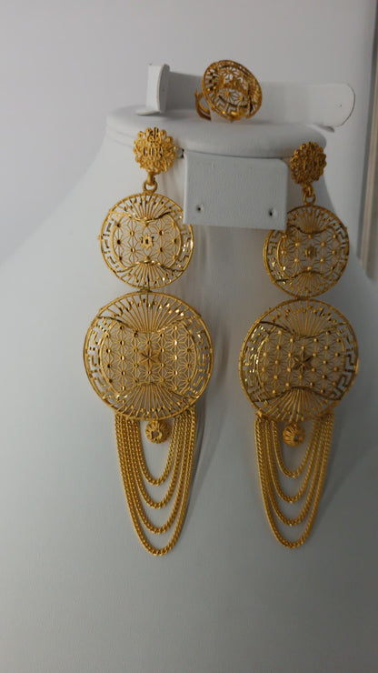 2-Piece Gold-Plated Earrings & Ring Set - E74