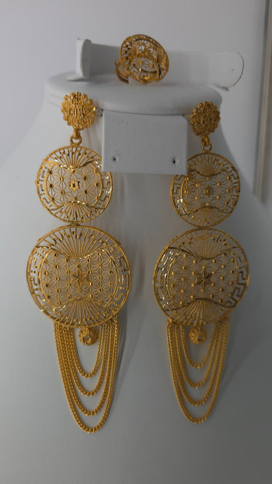 2-Piece Gold-Plated Earrings & Ring Set - E74