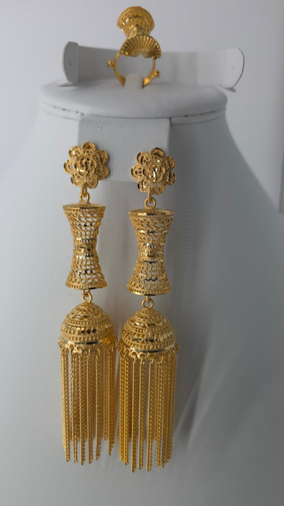 2-Piece Gold-Plated Earrings & Ring Set - E87