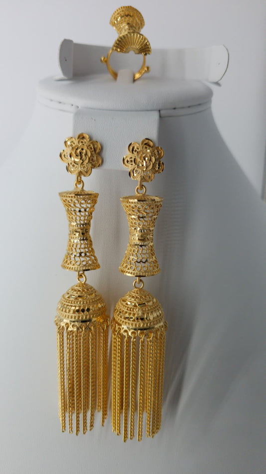 2-Piece Gold-Plated Earrings & Ring Set - E87