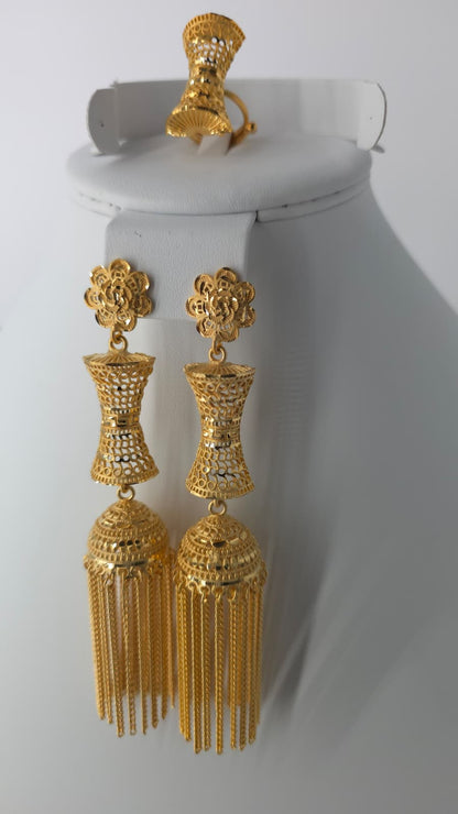 2-Piece Gold-Plated Earrings & Ring Set - E87