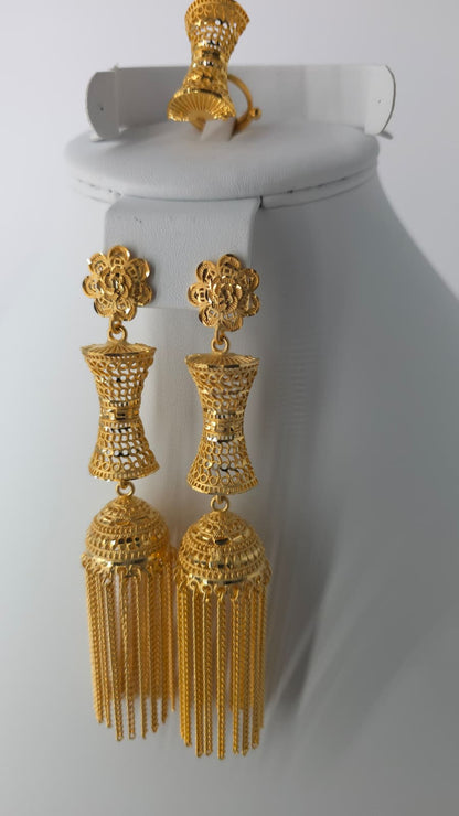 2-Piece Gold-Plated Earrings & Ring Set - E87