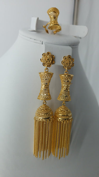 2-Piece Gold-Plated Earrings & Ring Set - E87
