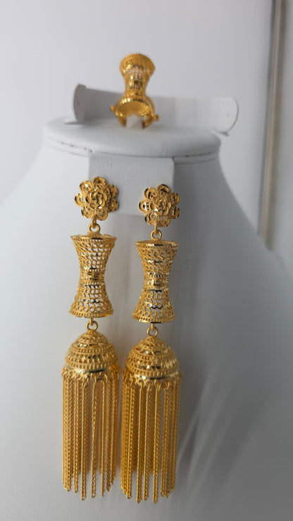 2-Piece Gold-Plated Earrings & Ring Set - E87