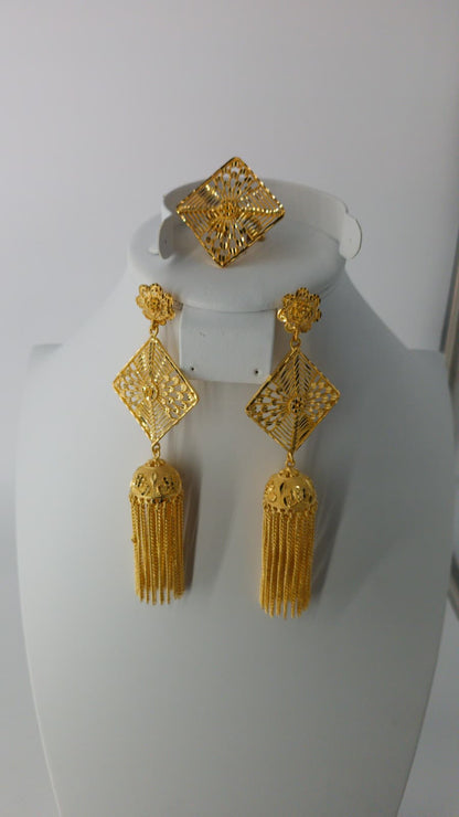 2-Piece Gold-Plated Earrings & Ring Set - E88