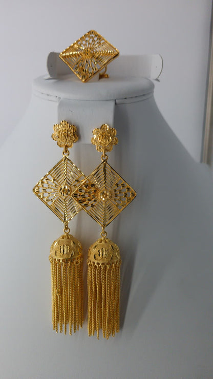 2-Piece Gold-Plated Earrings & Ring Set - E88