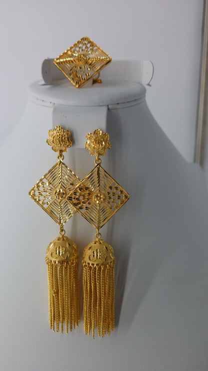 2-Piece Gold-Plated Earrings & Ring Set - E88