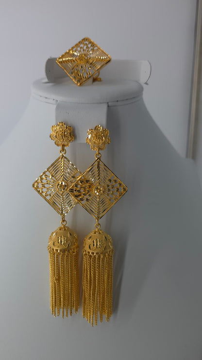 2-Piece Gold-Plated Earrings & Ring Set - E88