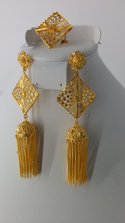 2-Piece Gold-Plated Earrings & Ring Set - E88