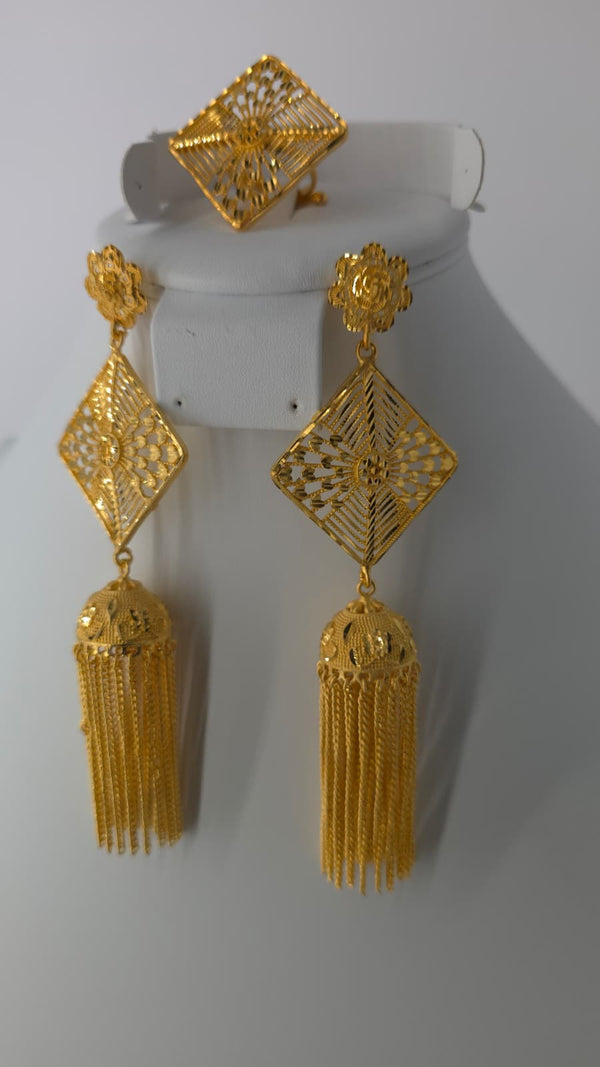 2-Piece Gold-Plated Earrings & Ring Set - E88