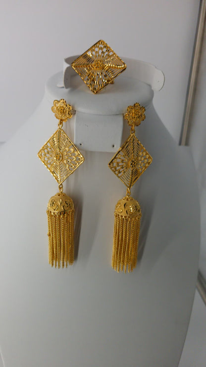 2-Piece Gold-Plated Earrings & Ring Set - E88