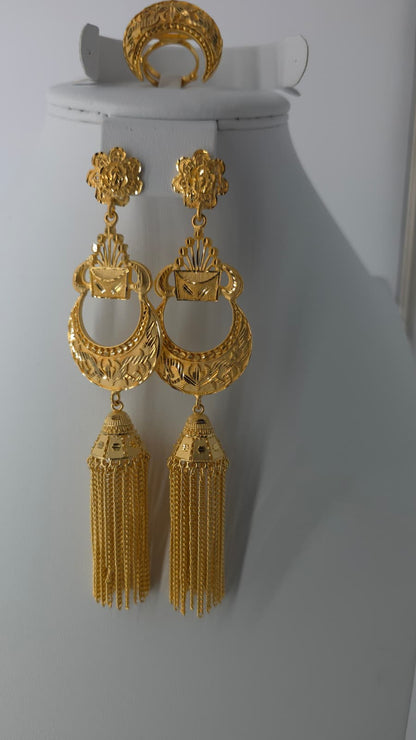 2-Piece Gold-Plated Earrings & Ring Set - E90