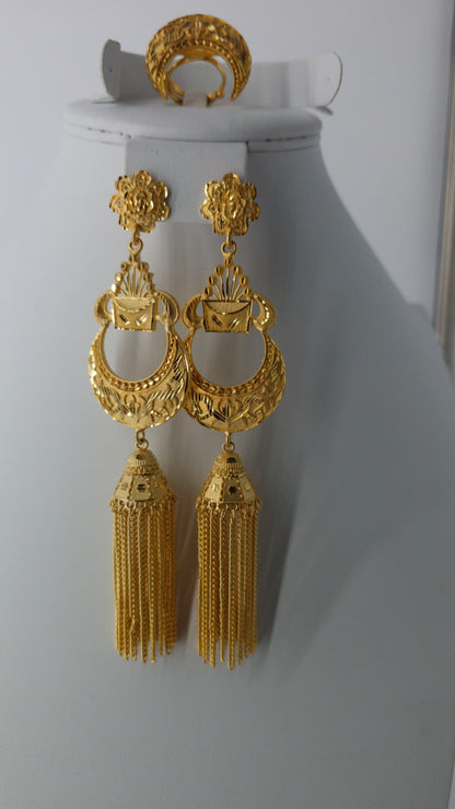 2-Piece Gold-Plated Earrings & Ring Set - E90