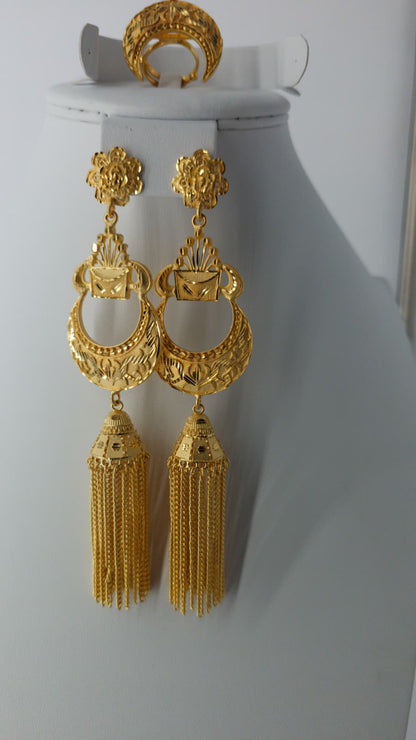 2-Piece Gold-Plated Earrings & Ring Set - E90