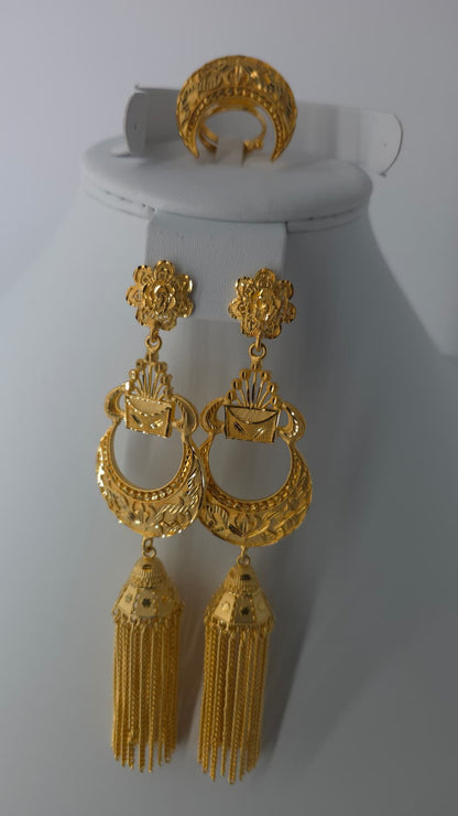 2-Piece Gold-Plated Earrings & Ring Set - E90