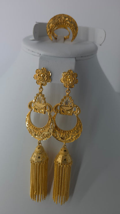2-Piece Gold-Plated Earrings & Ring Set - E90