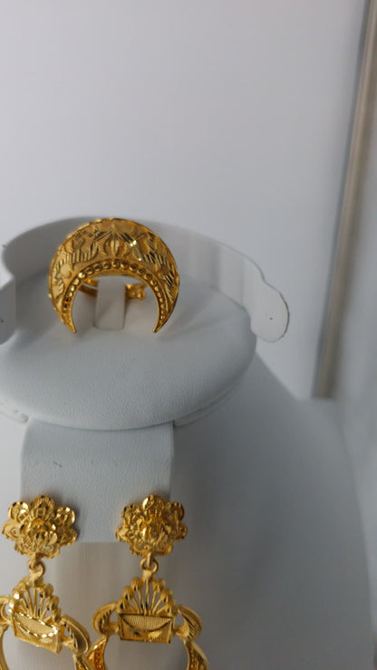 2-Piece Gold-Plated Earrings & Ring Set - E90