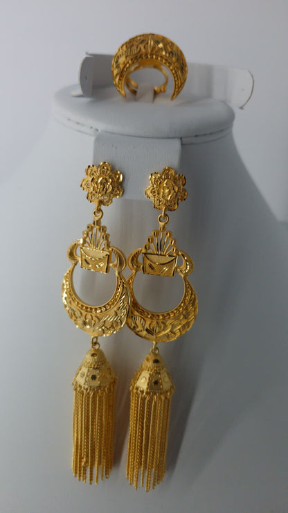2-Piece Gold-Plated Earrings & Ring Set - E90
