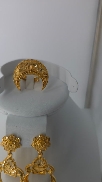 2-Piece Gold-Plated Earrings & Ring Set - E90