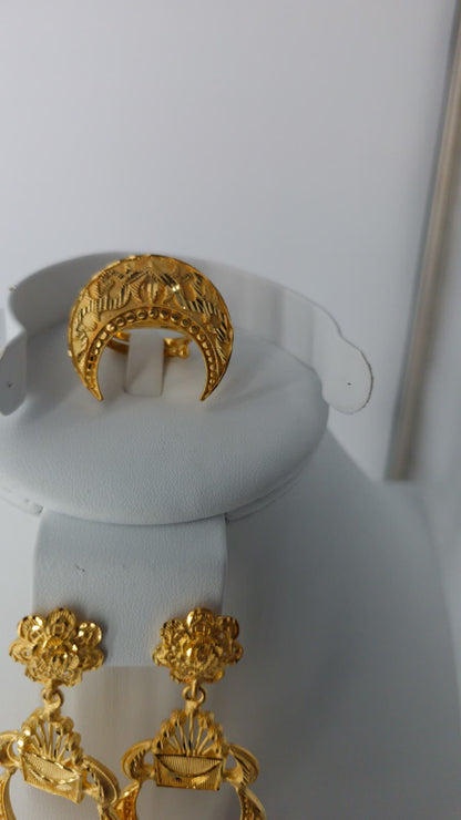 2-Piece Gold-Plated Earrings & Ring Set - E90