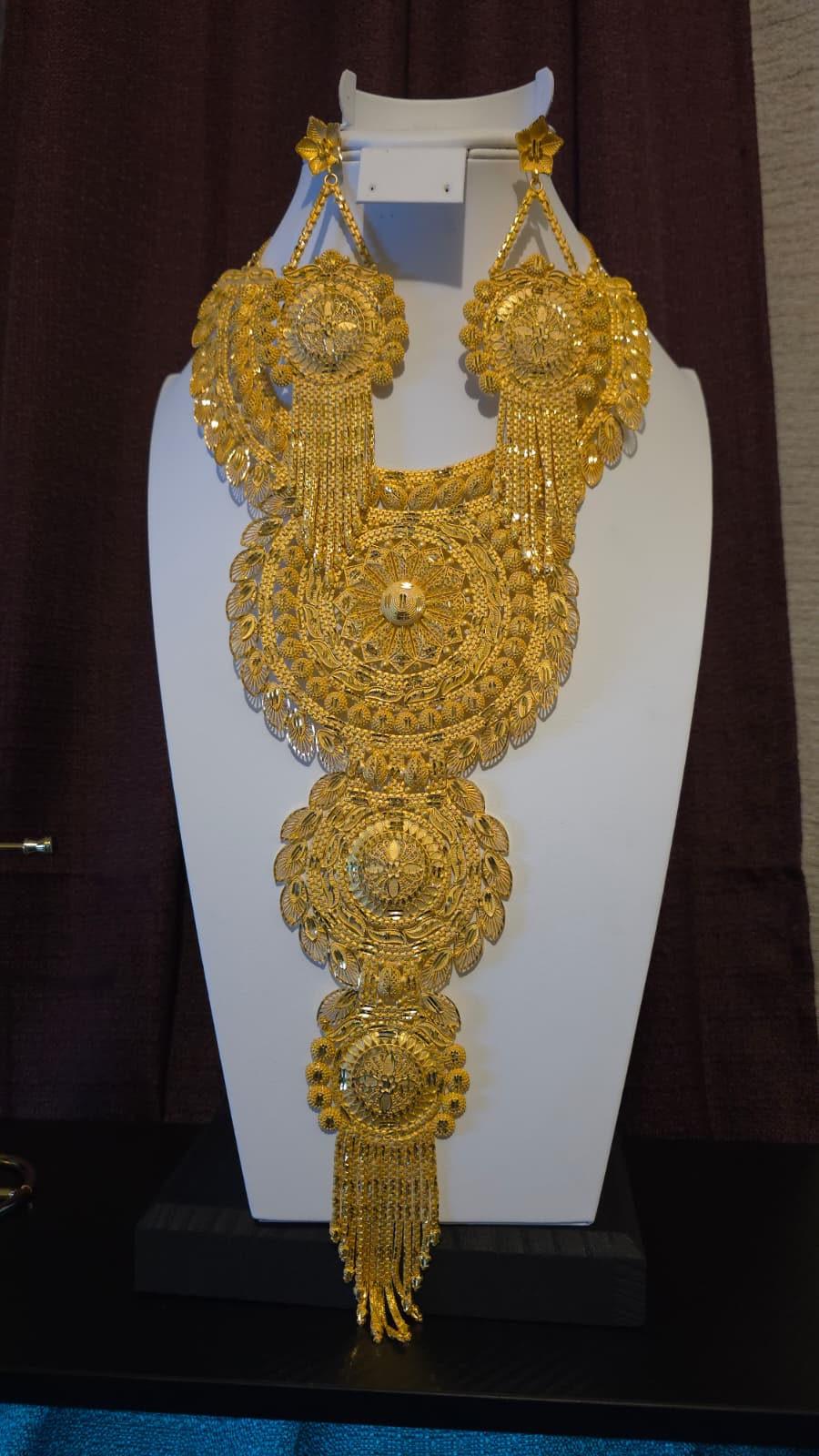 Gold Plated Matinee Set - 3 Pieces (Necklace, Earrings & Ring) HOE-MT-3-51- H102