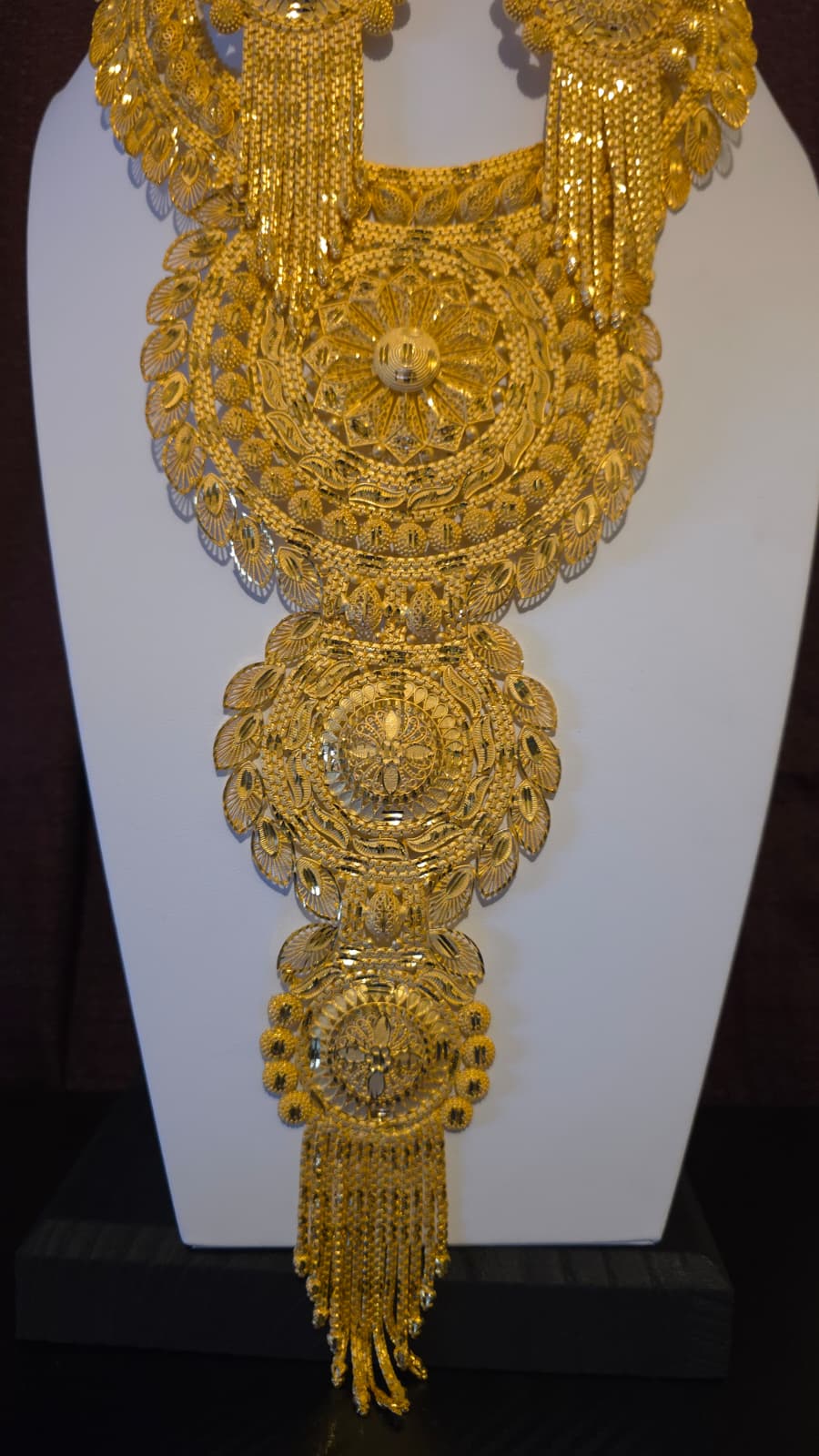 Gold Plated Matinee Set - 3 Pieces (Necklace, Earrings & Ring) HOE-MT-3-51- H102