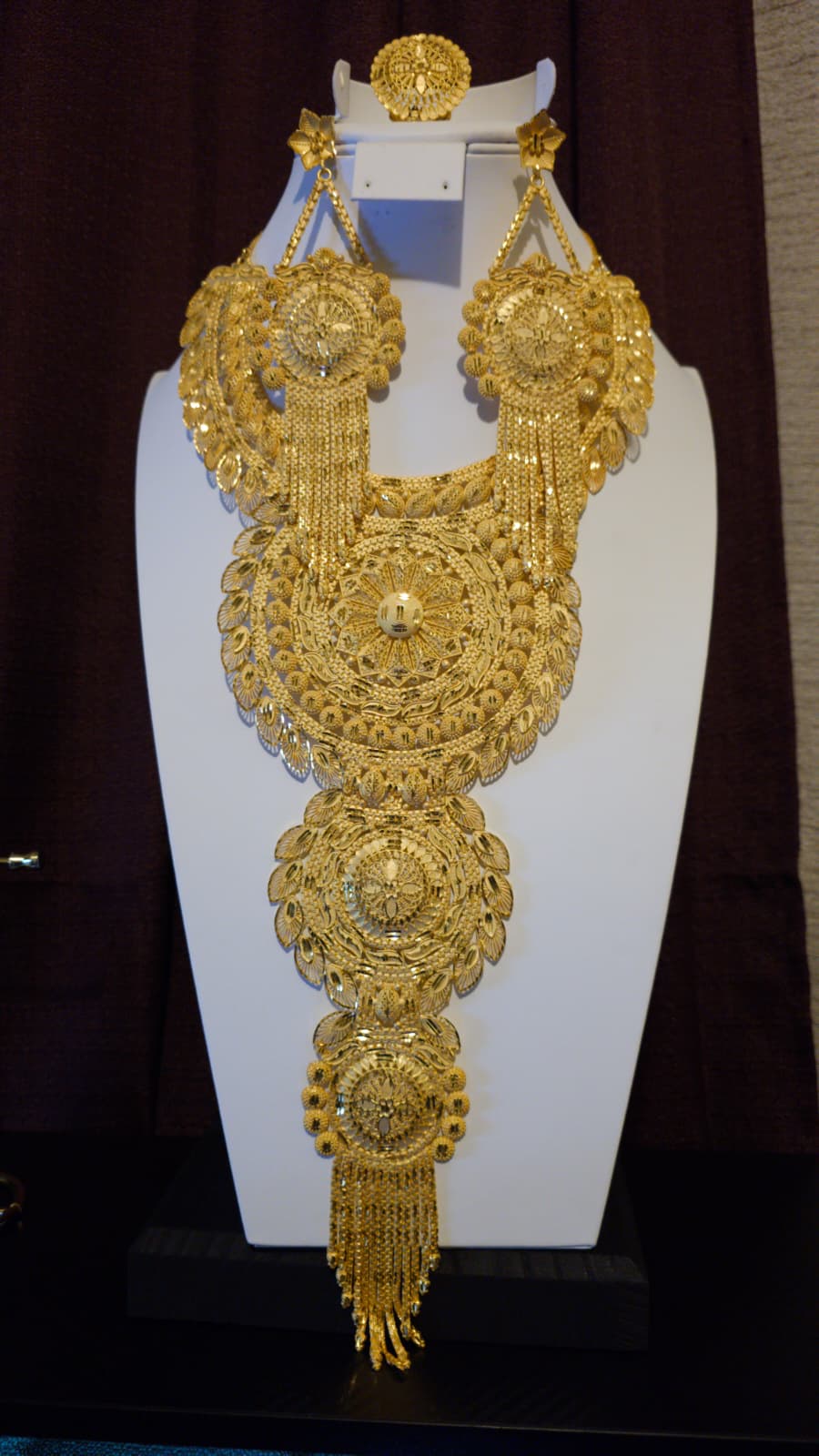 Gold Plated Matinee Set - 3 Pieces (Necklace, Earrings & Ring) HOE-MT-3-51- H102