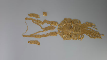 Gold Plated Matinee Set - 3 Pieces (Necklace, Earrings & Ring) HOE-MT-3-51- H68