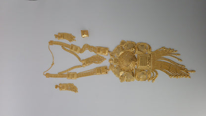 Gold Plated Matinee Set - 3 Pieces (Necklace, Earrings & Ring) HOE-MT-3-51- H68