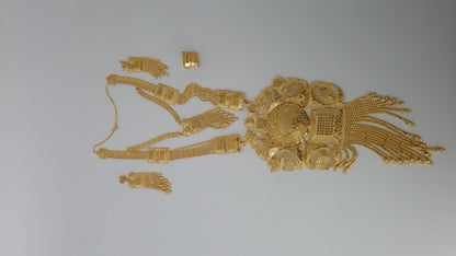Gold Plated Matinee Set - 3 Pieces (Necklace, Earrings & Ring) HOE-MT-3-51- H68