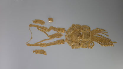 Gold Plated Matinee Set - 3 Pieces (Necklace, Earrings & Ring) HOE-MT-3-51- H68