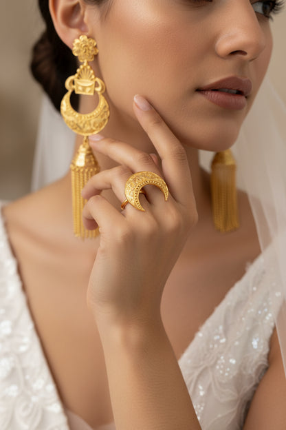 2-Piece Gold-Plated Earrings & Ring Set - E90
