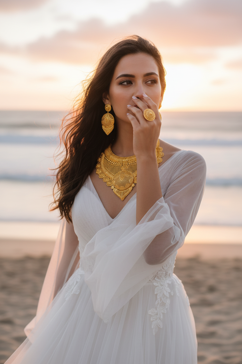 Beachside wedding at sunset