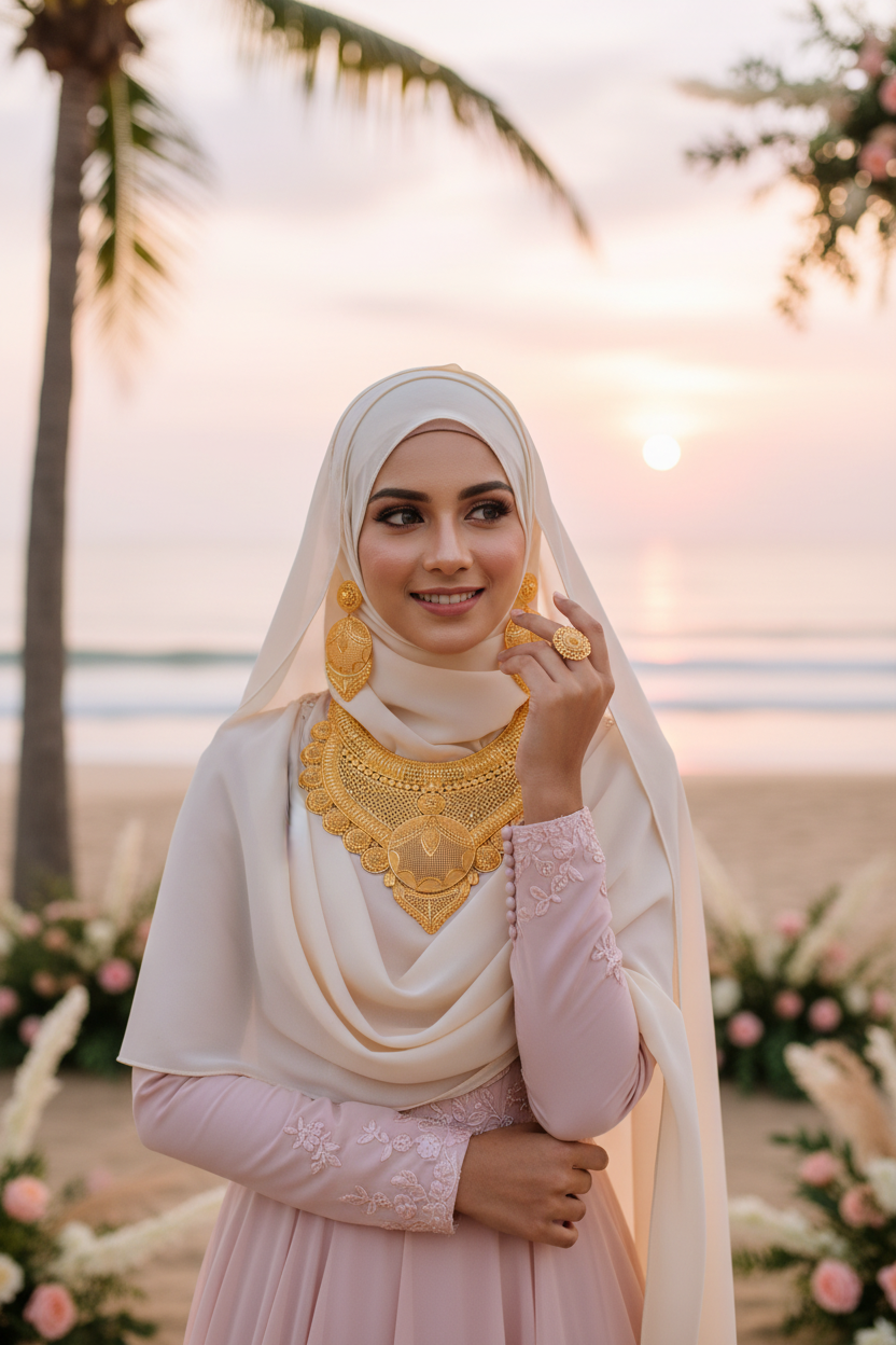 Beachside wedding at sunset