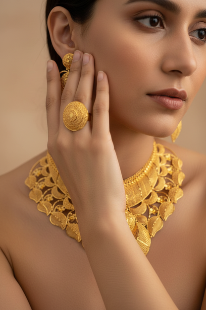 Close-up studio shot with ring visible