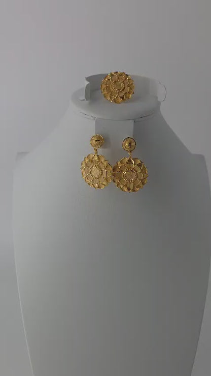 2-Piece Gold-Plated Earrings & Ring Set - E27