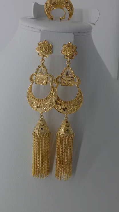 2-Piece Gold-Plated Earrings & Ring Set - E90