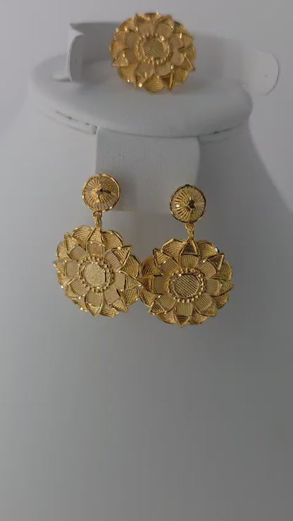 2-Piece Gold-Plated Earrings & Ring Set - E27